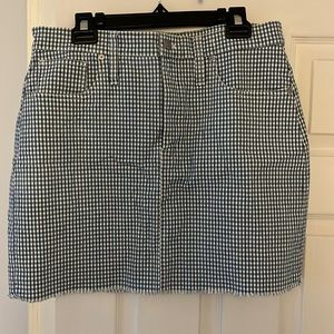 Madewell blue and white gingham stretch jean skirt size 31